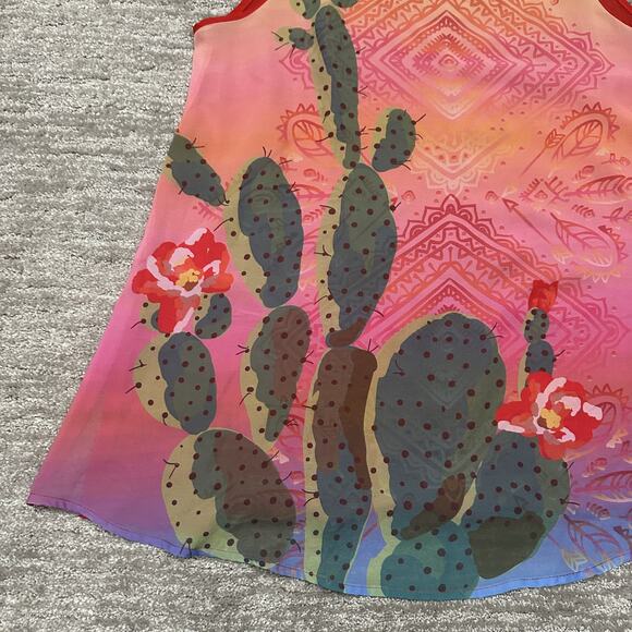 Roper Tank Top Womens Medium Cactus Sunrise Western Sleeveless Pink Ombre Floral - Picture 3 of 10